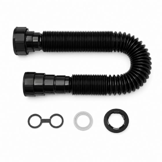 Sifão Tubo Extensivo Preto com Canopla 1,10 m 030141 Blukit