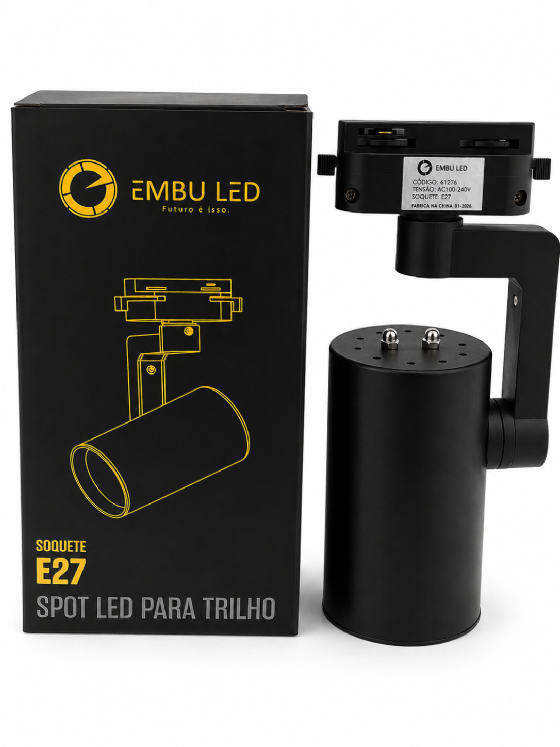 Spot para Trilho Eletrificado PAR20 E27 Preto 61276 Embuled