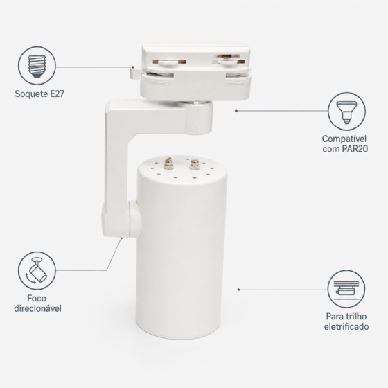 Spot para Trilho Eletrificado PAR20 E27 Branco 61482 Embuled