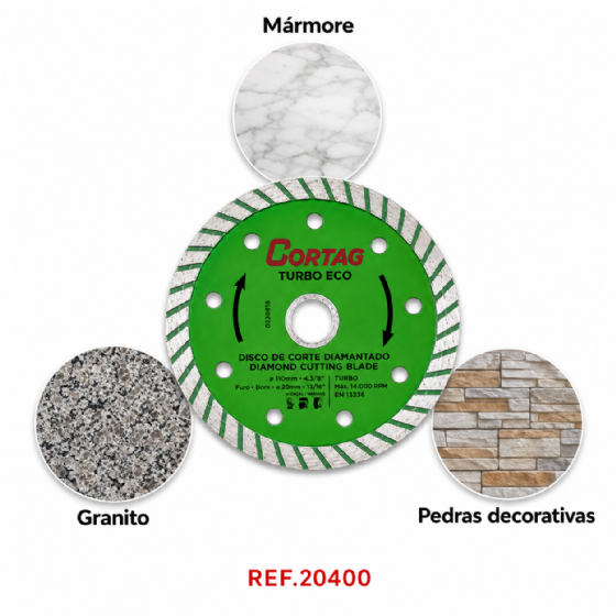 Disco Diamantado Turbo Eco 110 mm x 20 mm 60598 Cortag