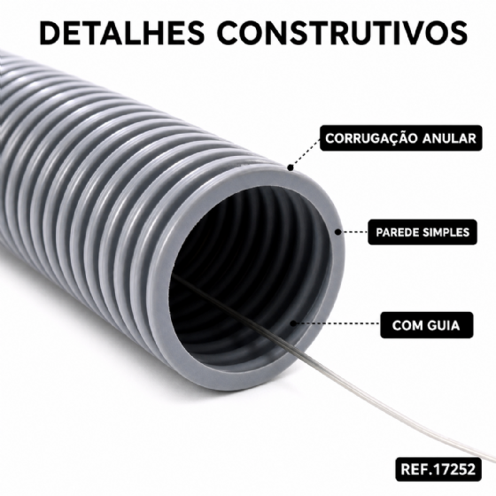 Duto Corrugado PEAD Kanaduto SW DN25 3/4 x 50 m Cinza Kanaflex