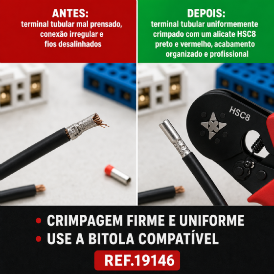 Alicate Crimpador HSC8 6-4A para Terminais Tubulares 0,25 a 10 mm² Noll