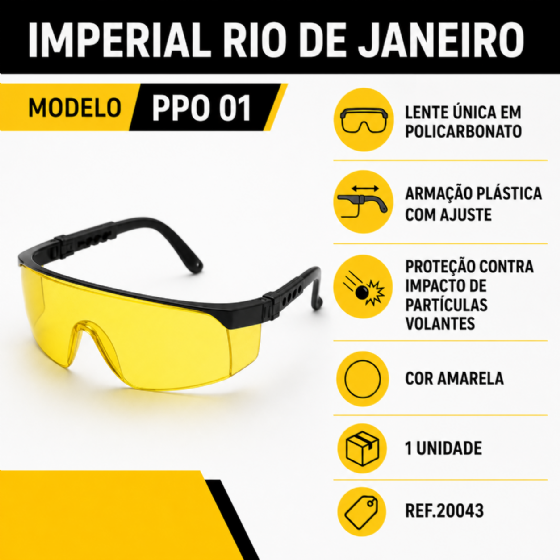 Óculos de Segurança Imperial PPO 01 Lente Amarela Proteplus