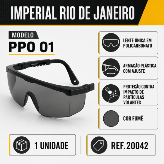 Óculos de Segurança Imperial PPO 01 Lente Fumê Proteplus