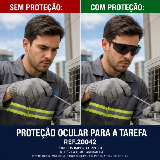 Óculos de Segurança Imperial PPO 01 Lente Fumê Proteplus