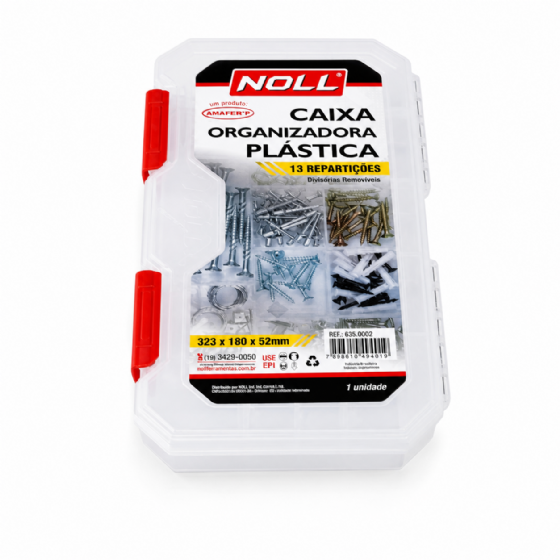 Caixa Organizadora Plástica com 13 Repartições 323 x 180 x 52 mm 635.0002 Noll