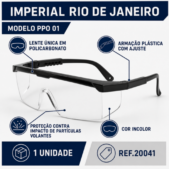 Óculos de Segurança Imperial PPO 01 Lente Incolor Proteplus