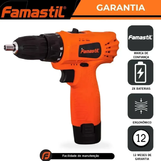 PARAFUSADEIRA E FURADEIRA FAMASTIL C/ACESSORIOS 12V FAMASTIL F23.06